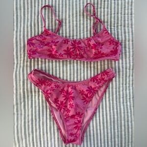 Pacsun Pink Floral Bikini Set size Small